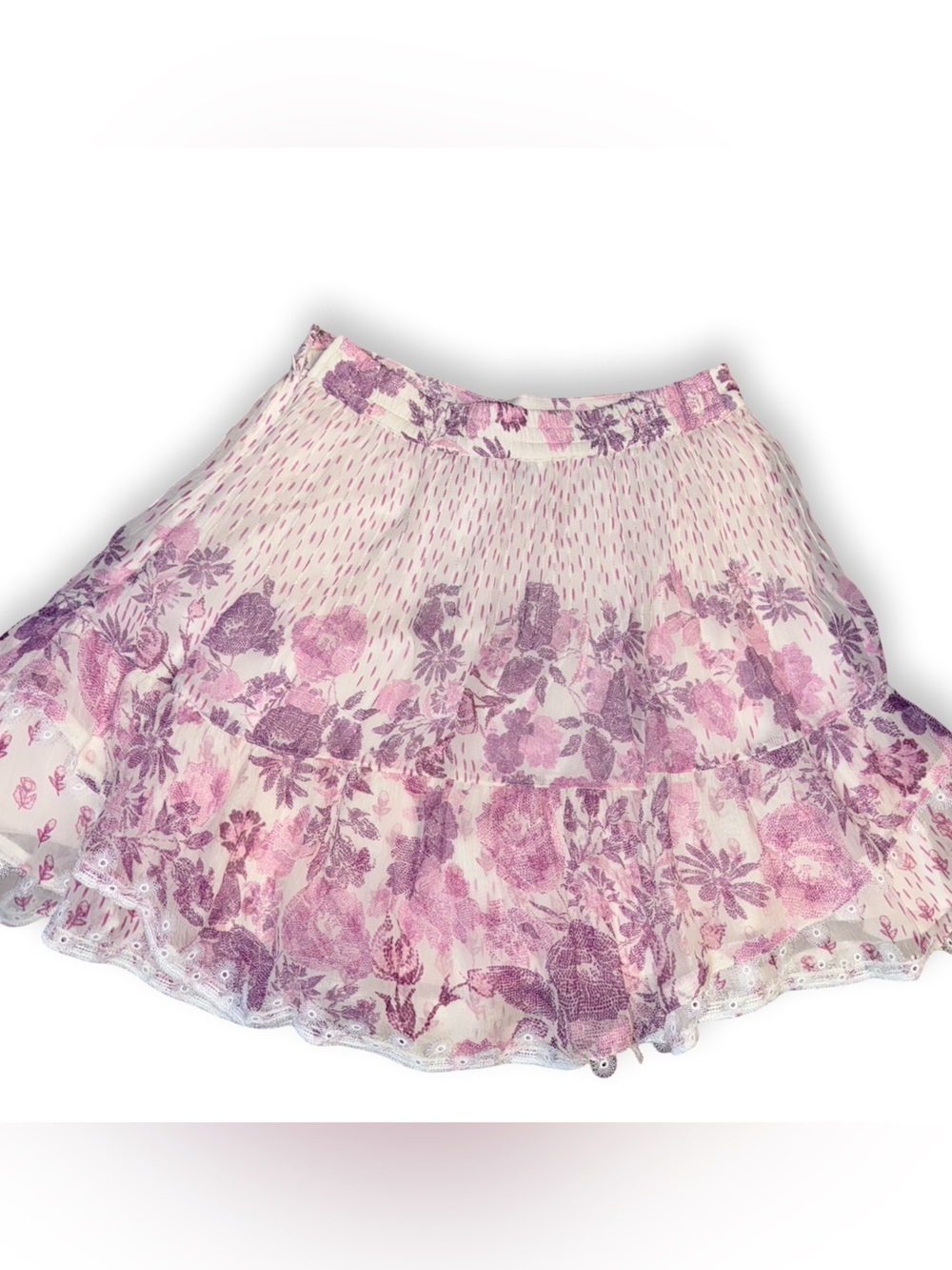 HEMANT & NANDITA Pink Floral Tiered Mini Skirt - Picture 2 of 6